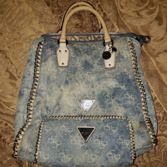GUC - Blue Denim Guess Handbag + Matching Wallet - Picture 2 of 15